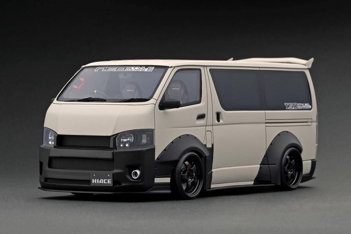 IG2802 1/18 T・S・D WORKS HIACE Matte Gray IG2802 T・S・D WORKS HIACE Matte Gray With Roof Rack