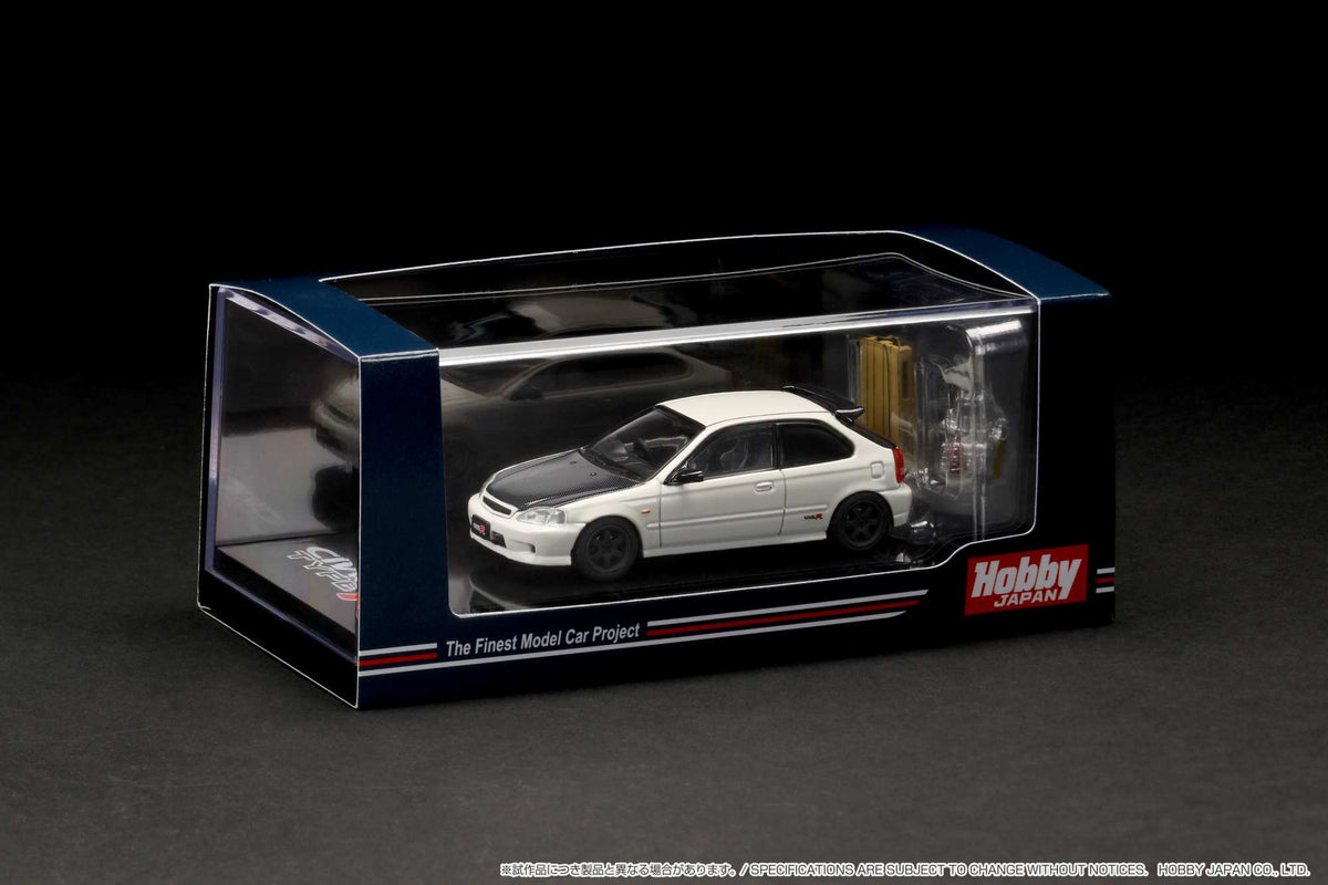 Honda Civic Type R EK9 ホワイト ミニカー 1/64 Hobby Japan Honda CIVIC TYPE R EK9 with Engine