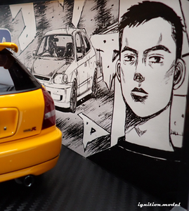 IG3629 INITIAL D Honda CIVIC (EK9) Type R Yellow  *carbon bonnet --- PREORDER (delivery in Q1 2025)