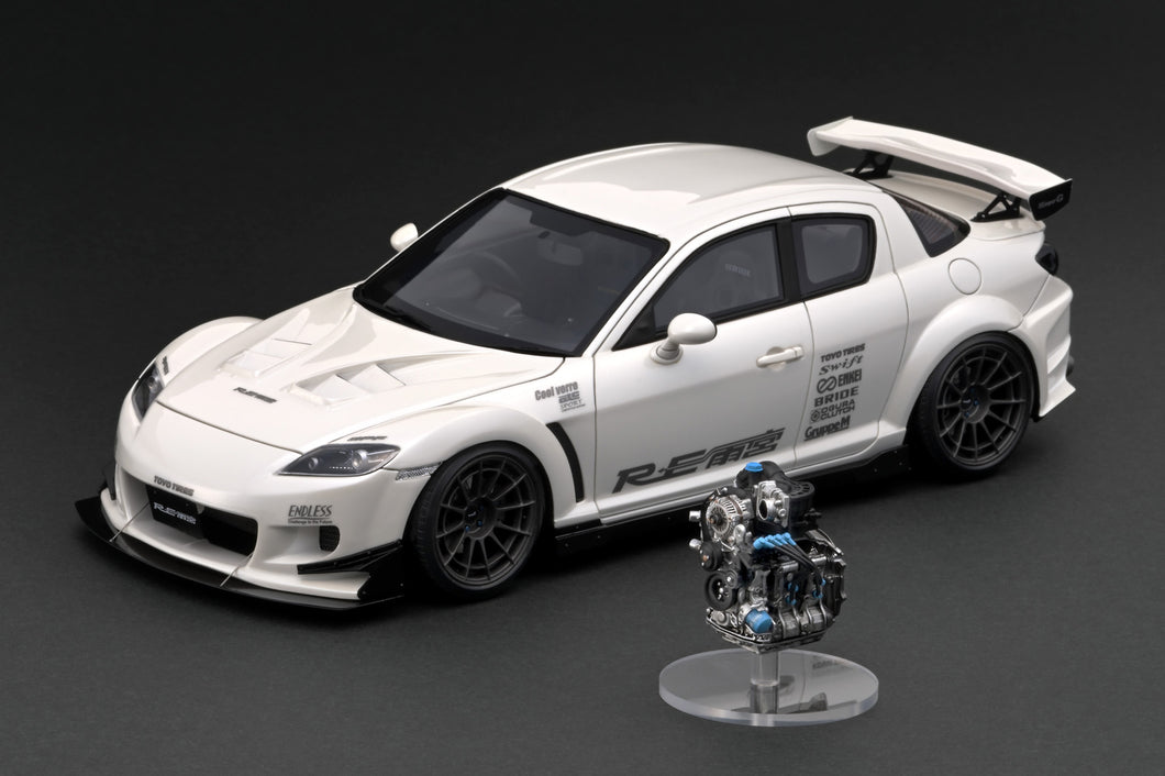 IG3174 Mazda RX-8 (SE3P) RE Amemiya Pearl White With 13B Engine --- PREORDER (delivery in end Dec 2024)