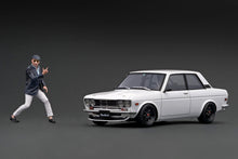 IG3303 Datsun Bluebird (510) White  With Mr.Yokoyama