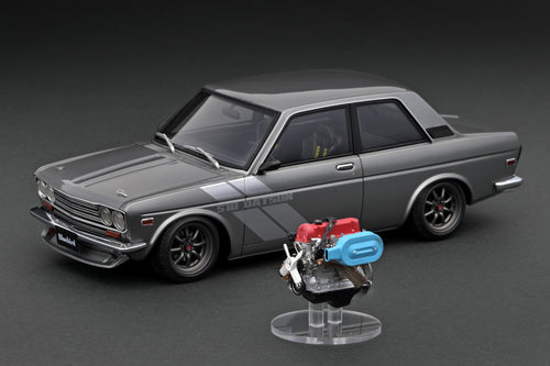 IG3310 Datsun Bluebird (510) Gun Metallic With L16 Engine --- PREORDER (delivery in Q4 2024)