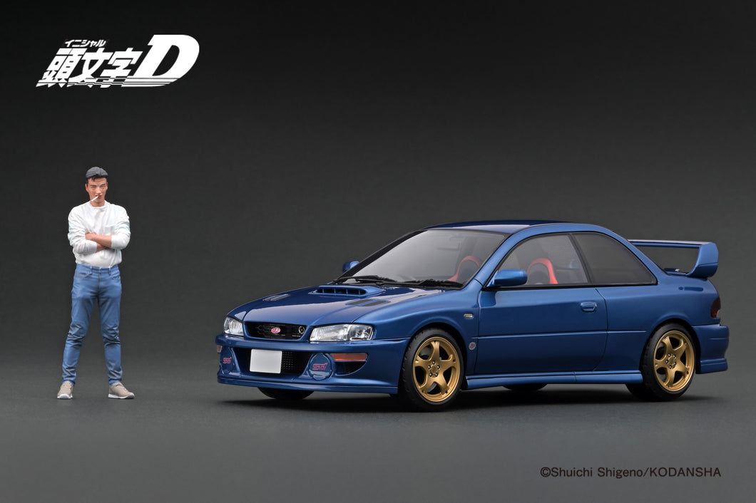 IG3538 INITIAL D SUBARU Impreza WRX type R  STi Version V (GC8) Blue With Mr.Bunta Fujiwara --- PREORDER (delivery in Q1 2025)