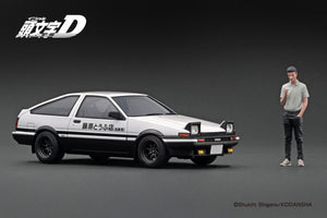 IG3659 INITIAL D Toyota Sprinter Trueno 3Dr  GT Apex(AE86) White/Black With Mr.Bunta Fujiwara --- PREORDER (delivery in Q1 2025)