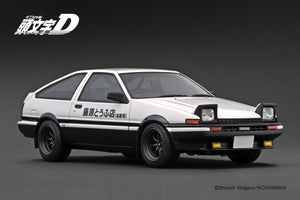 IG3659 INITIAL D Toyota Sprinter Trueno 3Dr  GT Apex(AE86) White/Black With Mr.Bunta Fujiwara --- PREORDER (delivery in Q1 2025)