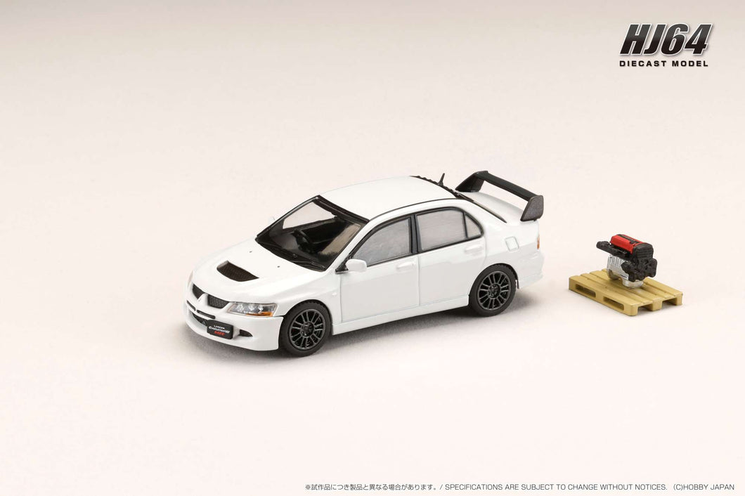 Hobby Japan HJ644054W MITSUBISHI LANCER EVOLUTION 8 MR GSR with Engine Display Model WHITE SOLID