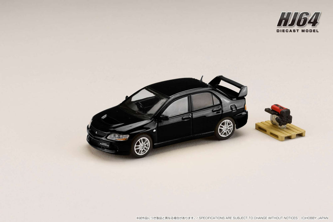 Hobby Japan HJ645054BK MITSUBISHI LANCER EVOLUTION 9 GSR with Engine Display Model BLACK MICA