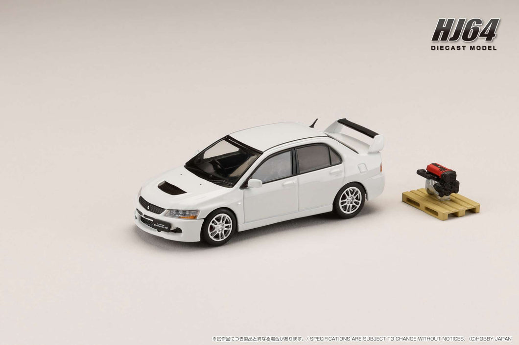 Hobby Japan HJ645054W MITSUBISHI LANCER EVOLUTION 9 GSR with Engine Display Model WHITE SOLID