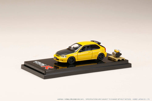 Hobby Japan HJ642016EY Honda CIVIC Type R (EK9) with Engine Display Model Customized Version  Sunlight Yellow