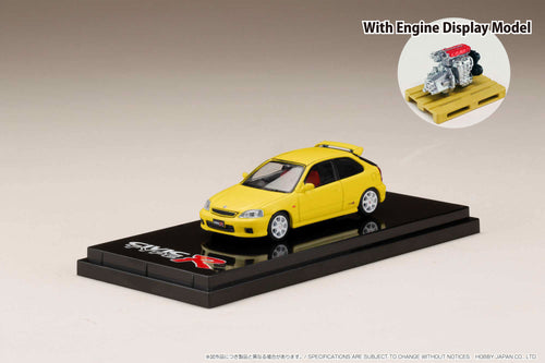 Hobby Japan  HJ642016Y Honda CIVIC TYPE R (EK9)  w/ engine display model  Sunlight Yellow