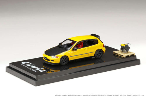 Hobby Japan HJ642017AY  Honda CIVIC (EG6) JDM Style Customized Version with Engine Display Model  YELLOW